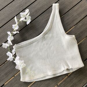 Forever 21 One Shoulder Sage Green Top (M)